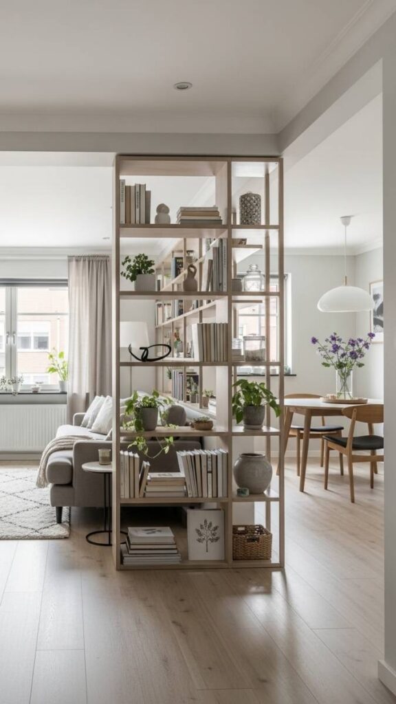Use Bookshelves as Room Dividers in Open-Plan Spaces
