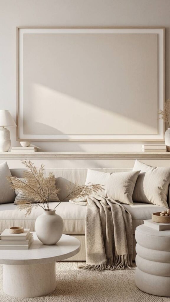 Use Oversized Artwork in a Light Frame as a Focal Point on the Main Wall