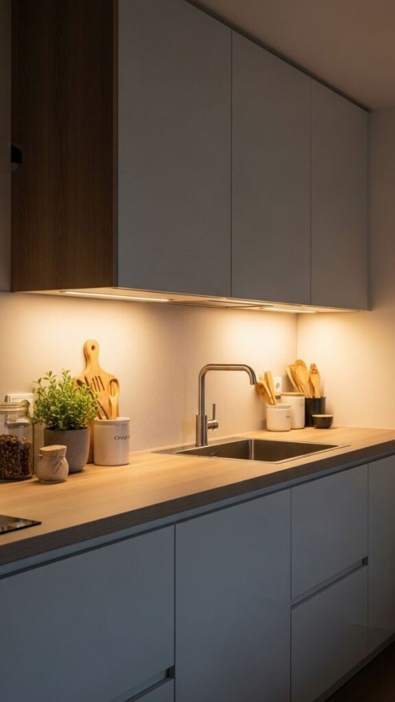 Use Under-Cabinet Lighting in the Kitchen to Solve the Shadow Problem