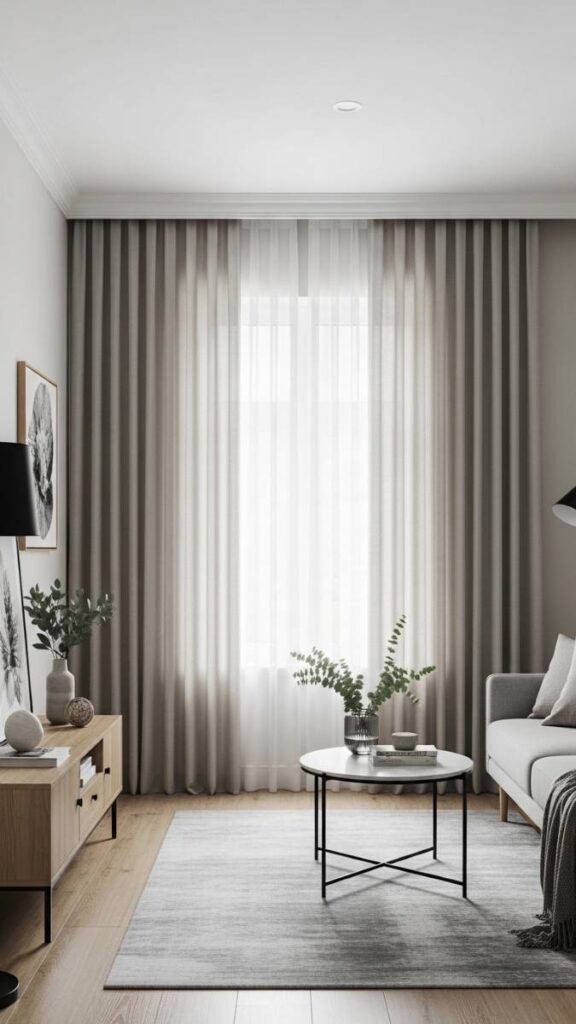 Use Vertical Curtain Panels to Widen a Narrow Room