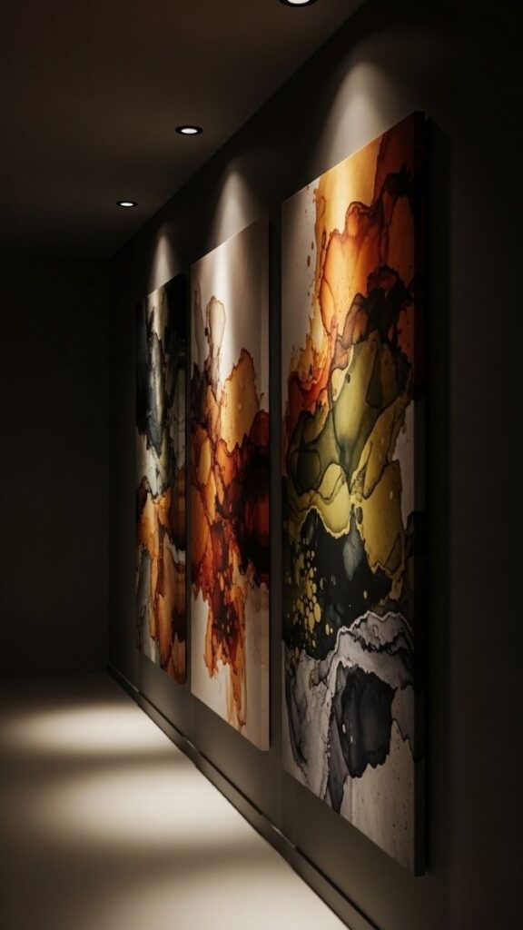 Vertical Panel Grouping in a Narrow Hallway