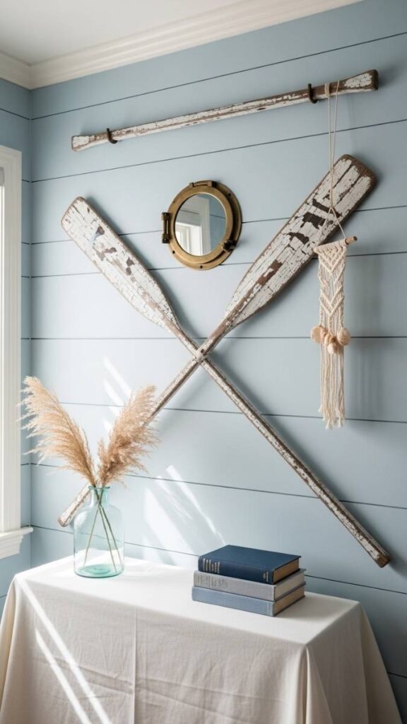 Vintage Boat Oars as Wall Decor
