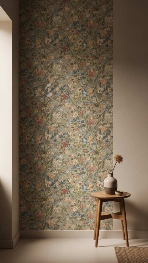 Vintage Inspired Wallpaper on One Accent Wall