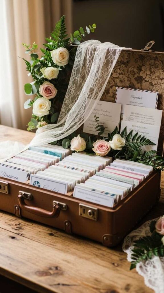 Vintage Suitcase Card Box Display