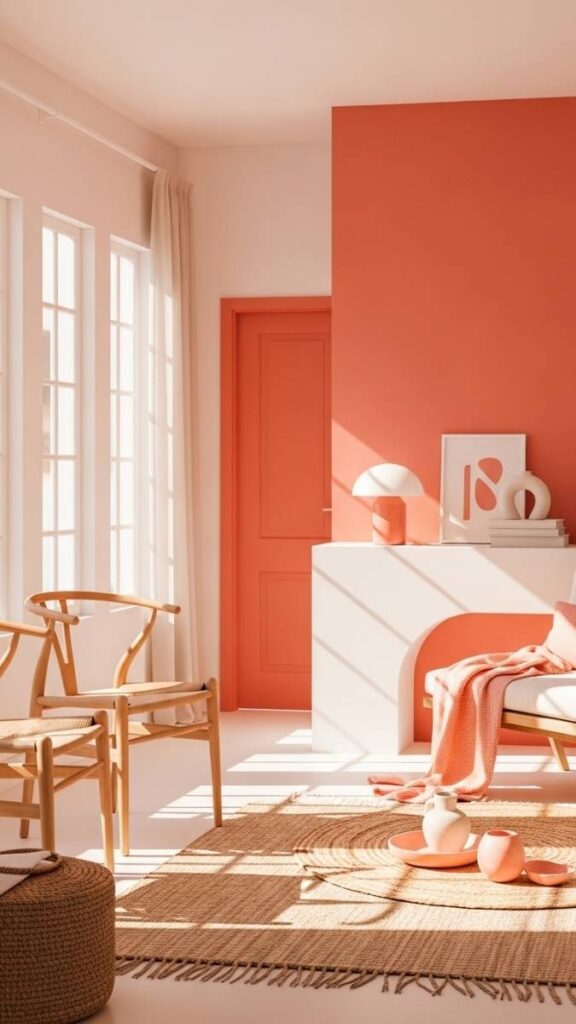Warm Coral and White for a Sunlit Coastal Effect