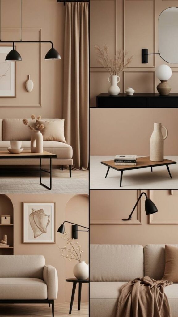 Warm Sand Tones With Matte Black Accents