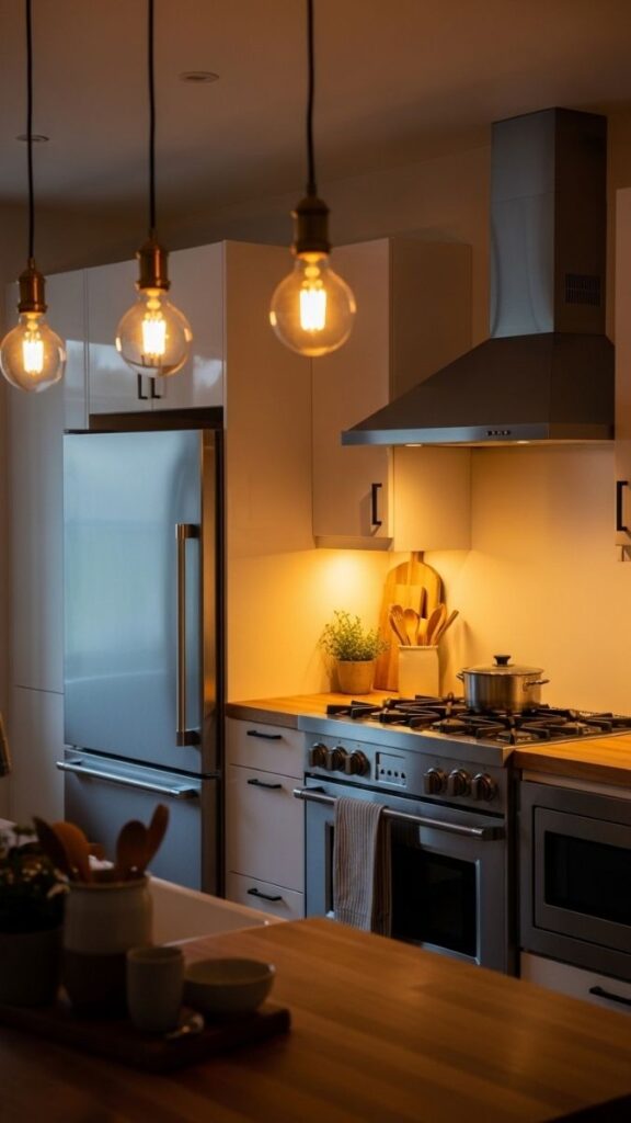 Warm Toned Bulbs to Balance Cool Appliances