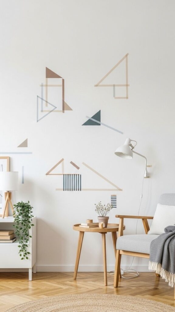 Washi Tape Geometric Shapes as Temporary Wall Art