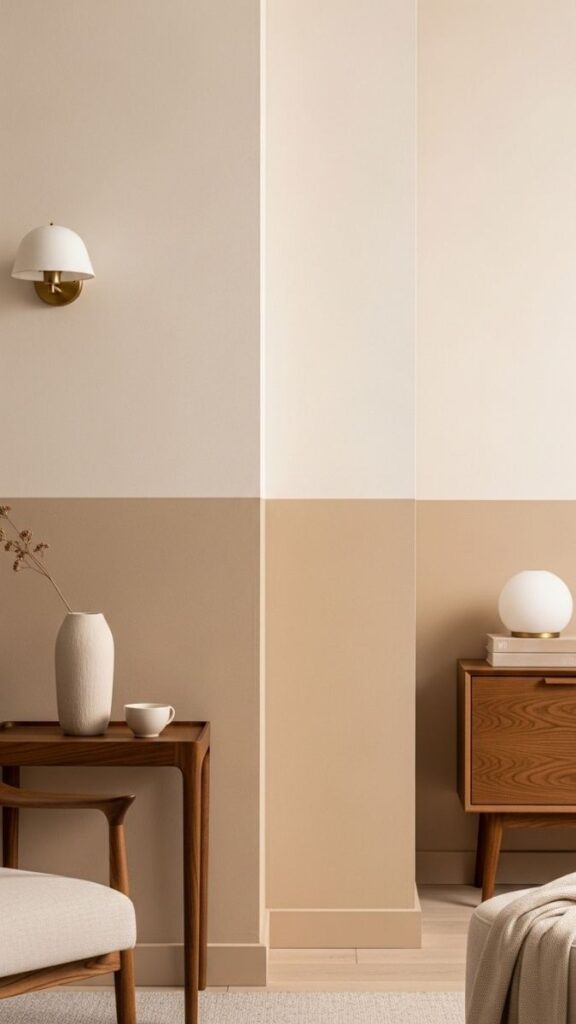 Wet Sand Warm White Two-Tone Wall Treatment