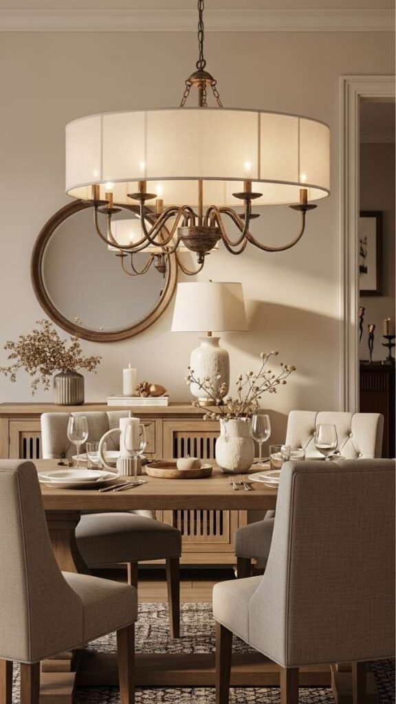 A Statement Vintage Chandelier or Pendant in the Dining Room