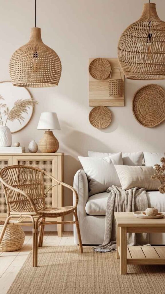 Wicker and Rattan Accents as Texture Contrast