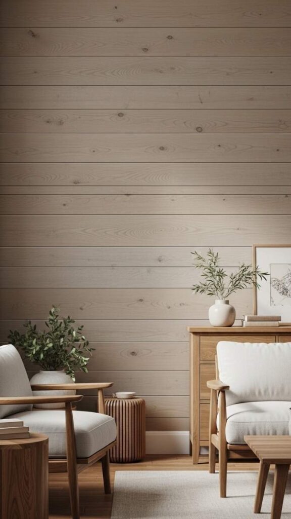 Wood-Paneled Accent Wall or Shiplap Effect