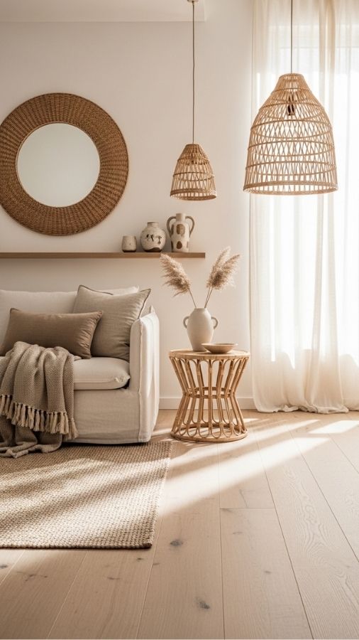 Woven Wicker and Rattan Accessories for Texture Without Weight