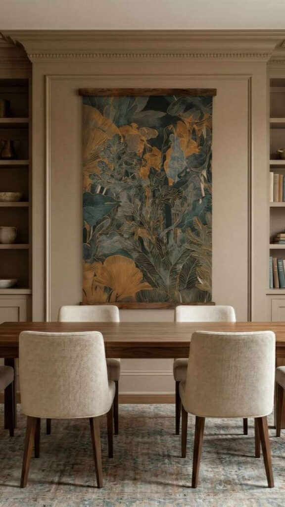 A Long Horizontal Canvas in a Dining Room