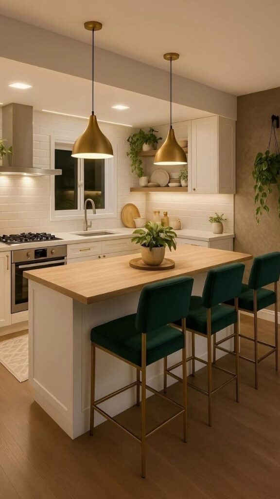 A Freestanding Wooden Prep Table Instead of a Built In Island