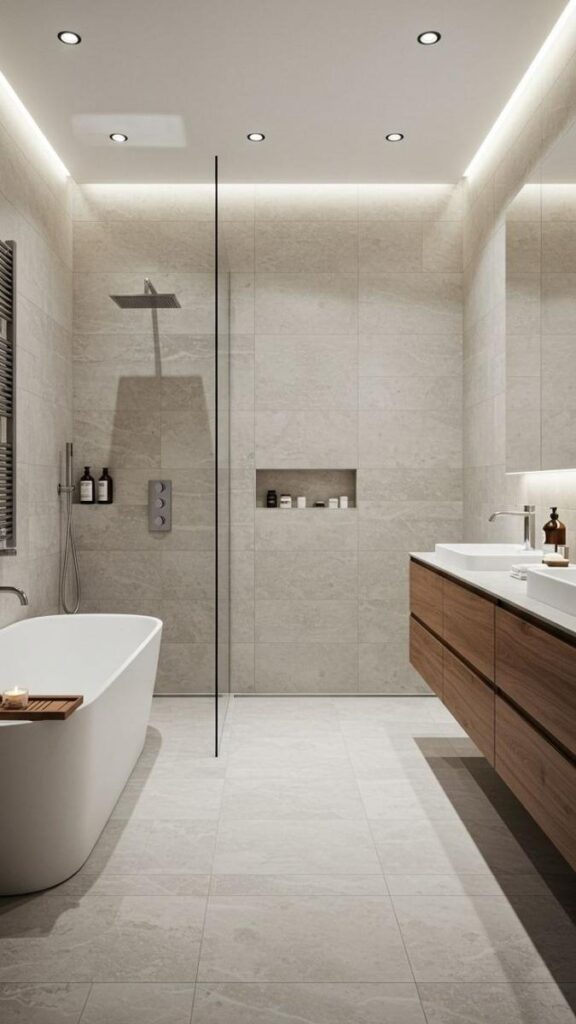 A Wet Room Layout with a Linear Drain
