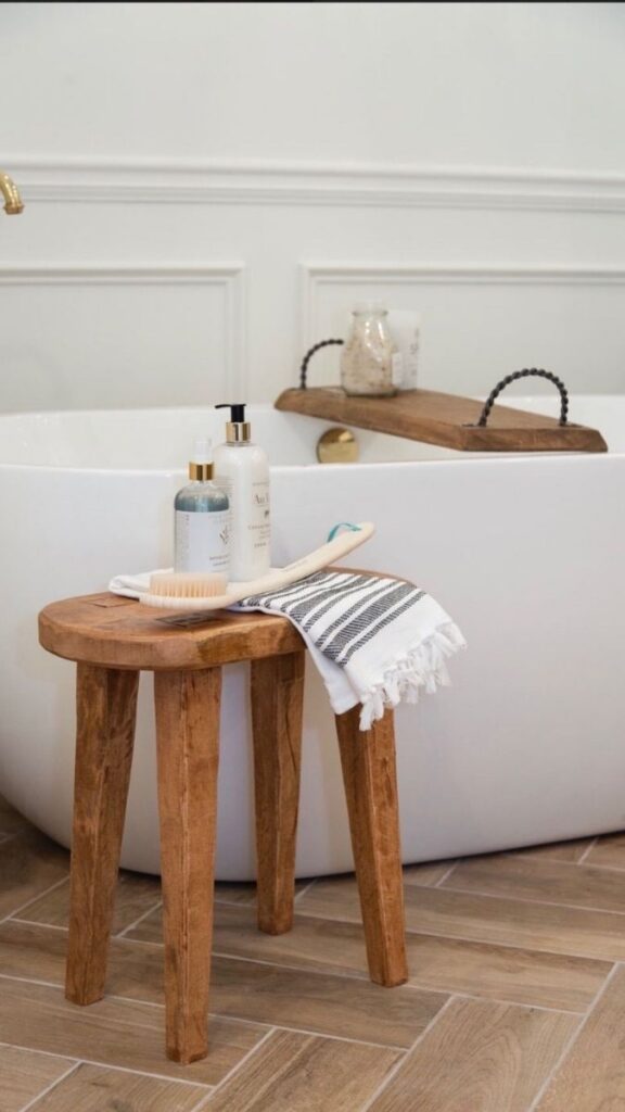 A Wooden Stool or Bath Tray as a Functional Accent