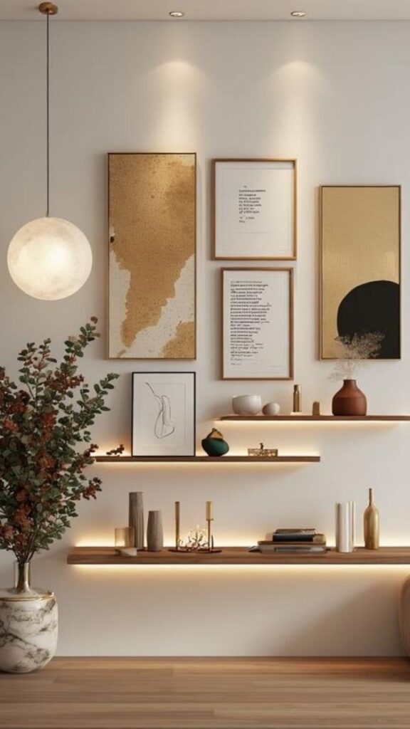 Asymmetric Shelf Display With Intentional Negative Space