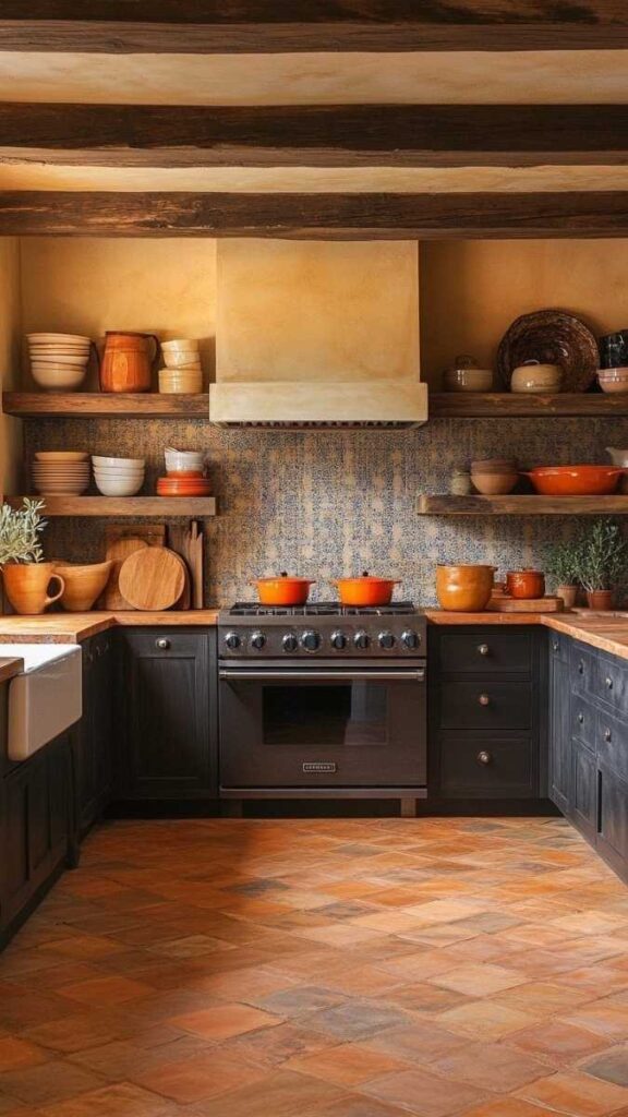 Clay and Terracotta Tones With Matte Black Hardware
