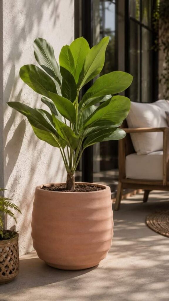 29+ Entryway Decor Ideas That Make Your Home Feel Intentional the Moment You Walk In 6 Concrete or Terracotta Planters Flanking the Door