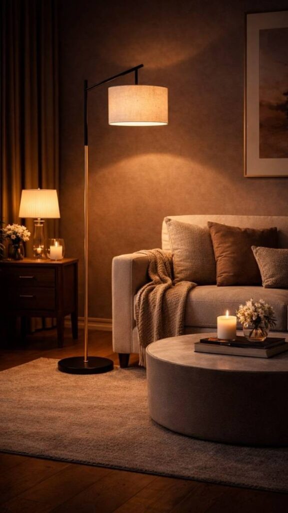 Copper Pipe Floor Lamp with a Linen Shade