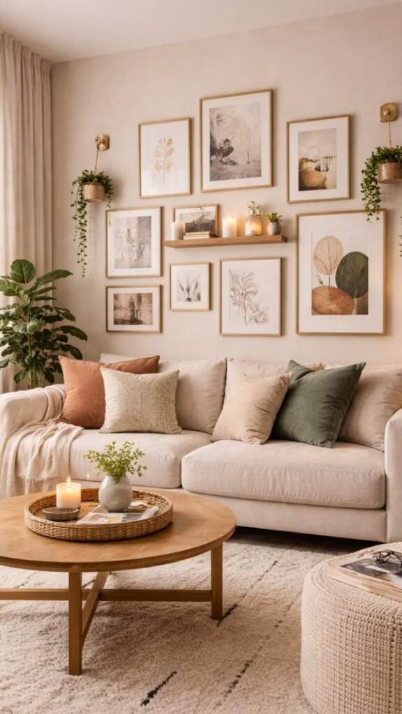 DIY Gallery Wall With Layered Frames and Mixed Art