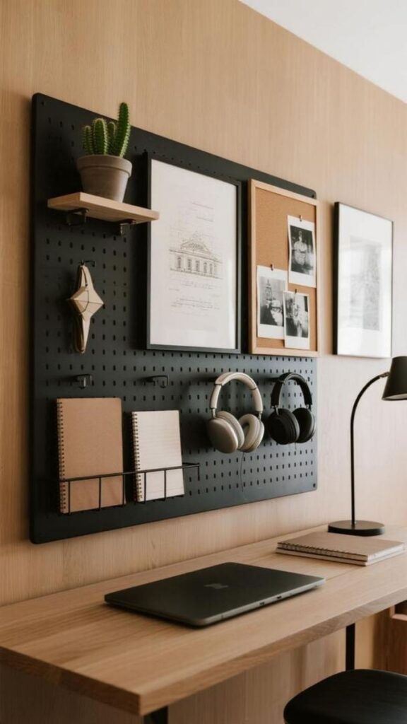 DIY Pegboard Organization Wall in Home Offices and Kitchens