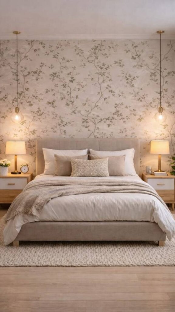 DIY Wallpaper Accent Panel Behind a Bed or Console