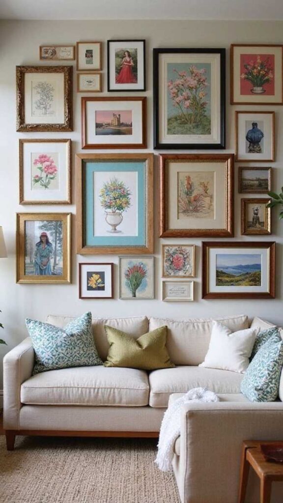 Dollar Store Frames Painted and Grouped as a Gallery Wall