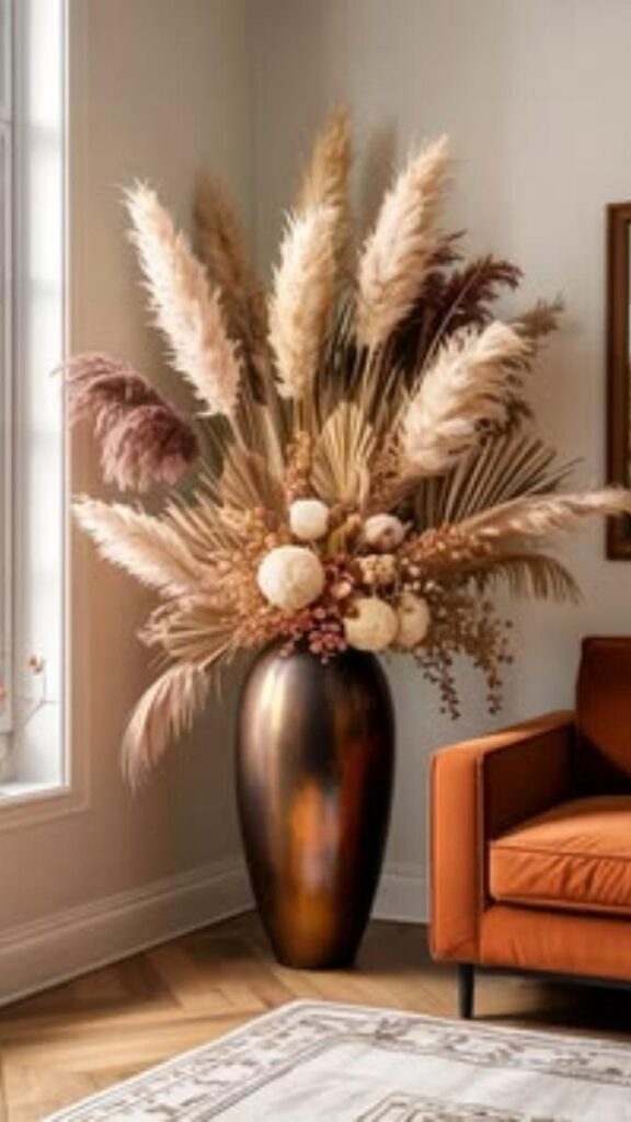 15+ DIY Aesthetic Decor Ideas That Actually Look Good in Real Homes 13 Dried Pampas Grass in an Oversized Floor Vase