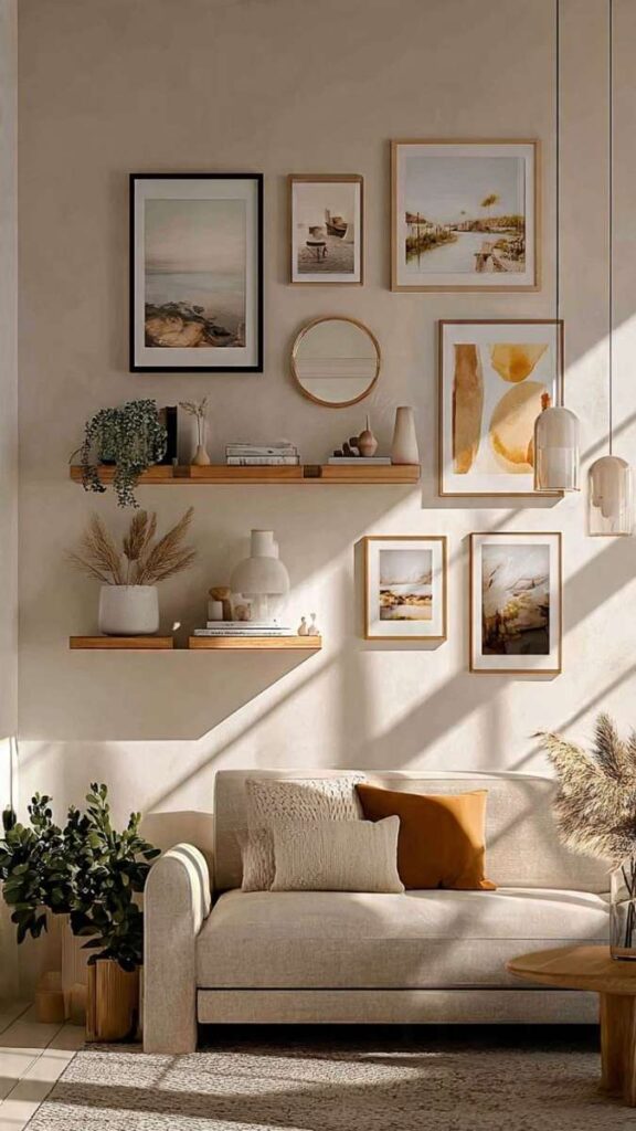 Floating Shelf Gallery Wall Interest Without Permanent Commitment