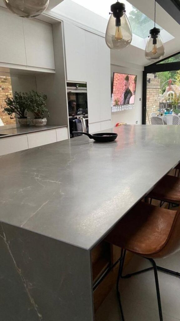 Induction Cooktop Flush Mounted Into Stone Counter