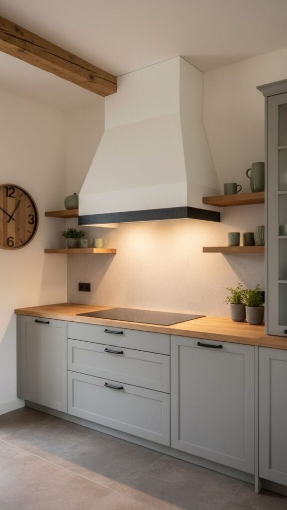 Low-Profile Linear Range Hood in Steel or Plaster