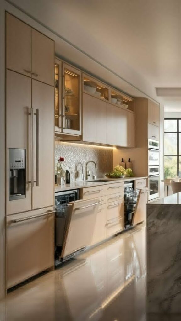 Integrated Appliances Behind Panel Doors