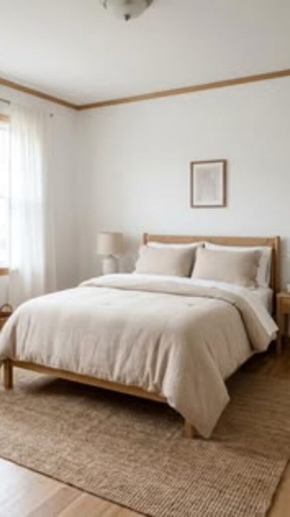 Layered Bedding With Linen, Waffle Weave, and Woven Throw