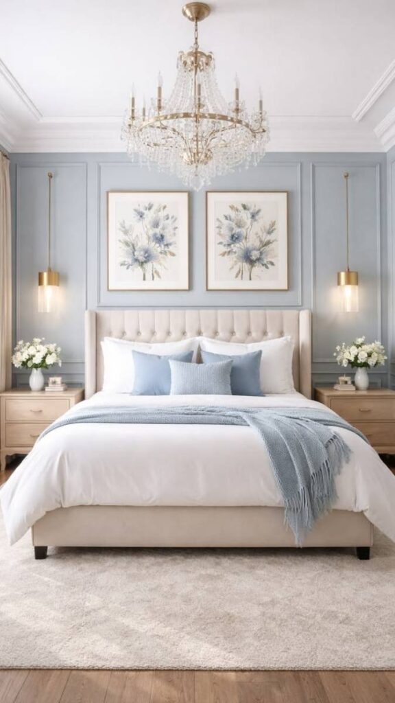 Muted Dusty Blue With Sand and Bleached Wood