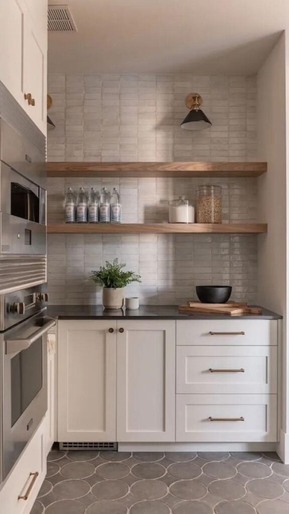 Neutral Zellige or Handmade Tile as an Accent Surface