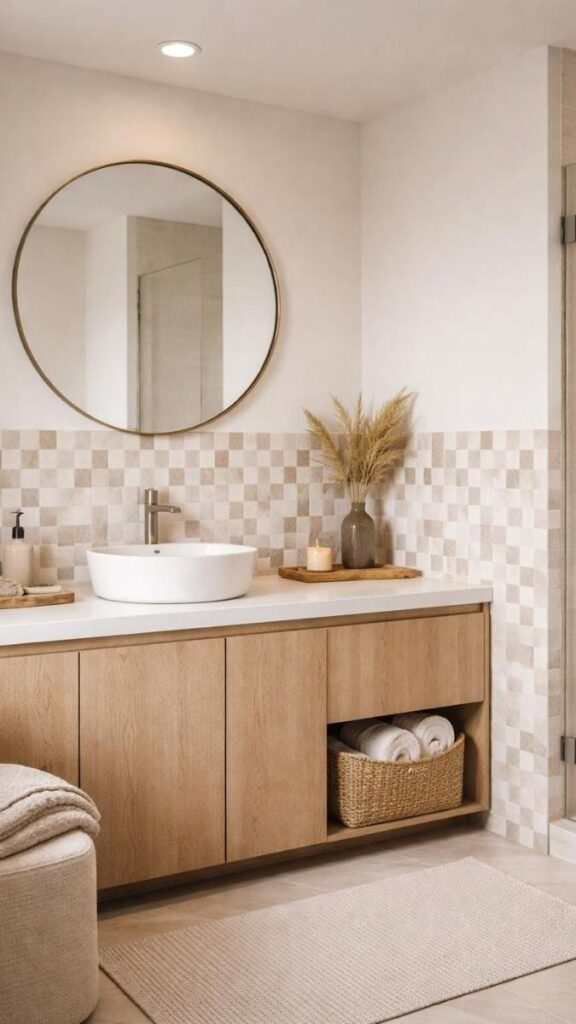 Peel and Stick Wall Decor Ideas That Actually Look Good 6 Peel and Stick Marble Tile on a Bathroom Vanity Wall