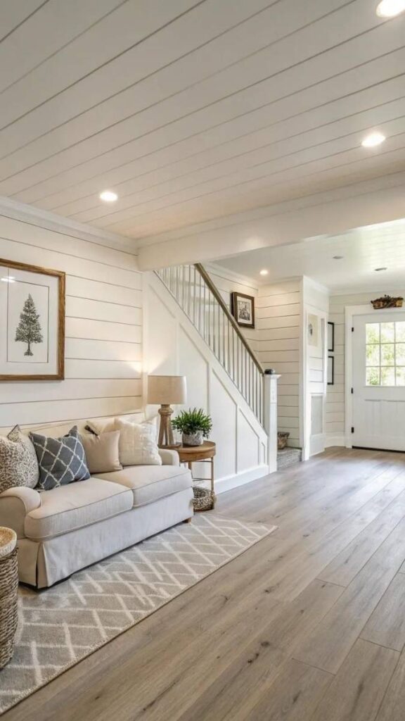 Peel and Stick Wall Decor Ideas That Actually Look Good 2 Peel and Stick Shiplap Panels in a Narrow Entryway