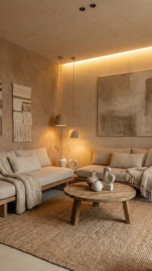 Raw Concrete Tones With Warm Beige and Natural Hemp
