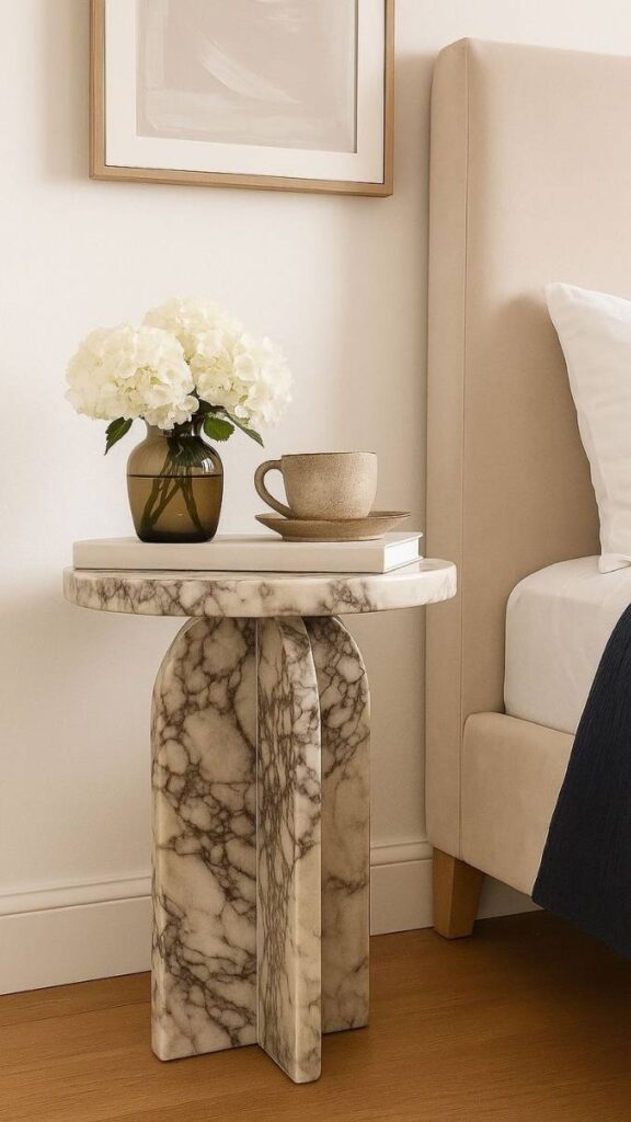 Stone, Concrete, or Terrazzo Side Tables for Texture Contrast