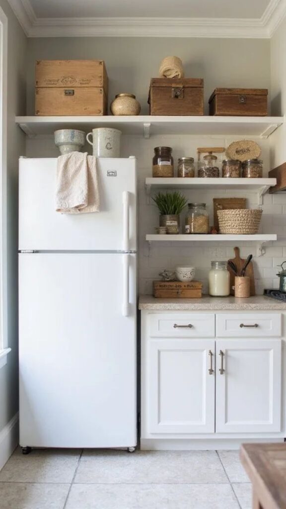 Style the Top of the Refrigerator as a Mini Shelf