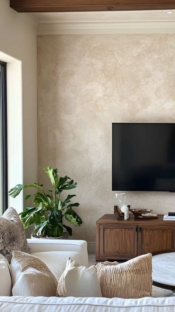 Peel and Stick Wall Decor Ideas That Actually Look Good 13 Tonal Texture Peel and Stick in a Minimalist Living Room