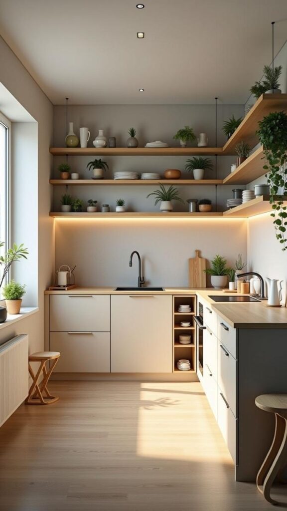 16+ Home Decor Ideas That Actually Work in Real Rooms 6 Use Open Shelving in the Kitchen as Breathing Room