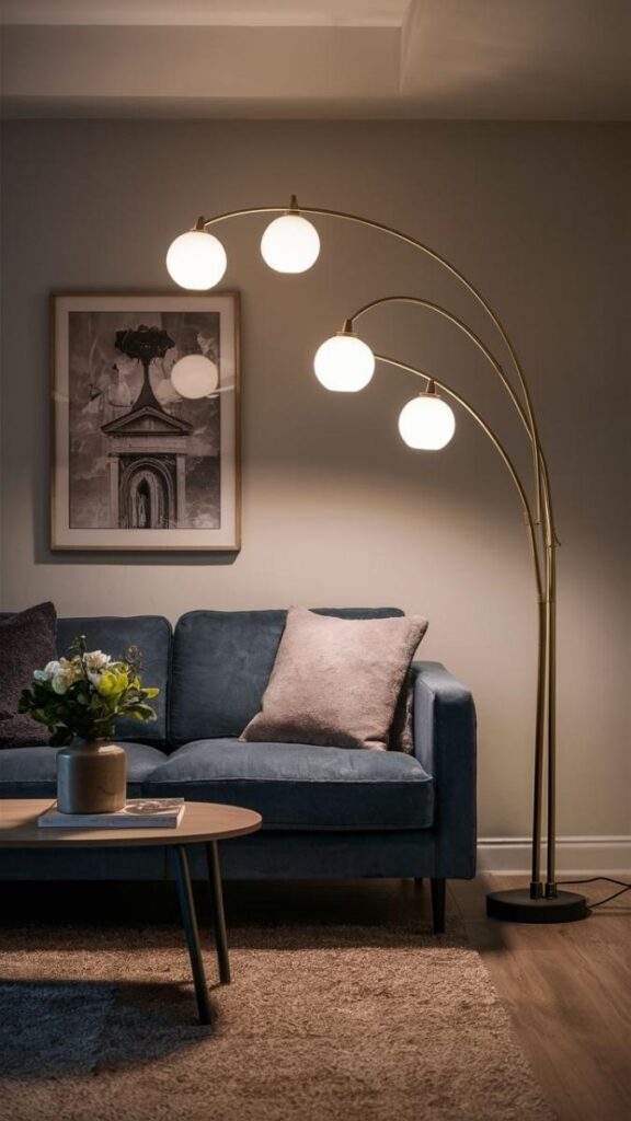 Use a Tall Arc Lamp to Create Overhead Light Without Hardwiring