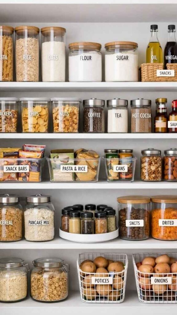 Use Clear Canisters for Dry Goods Instead of Their Original Packaging