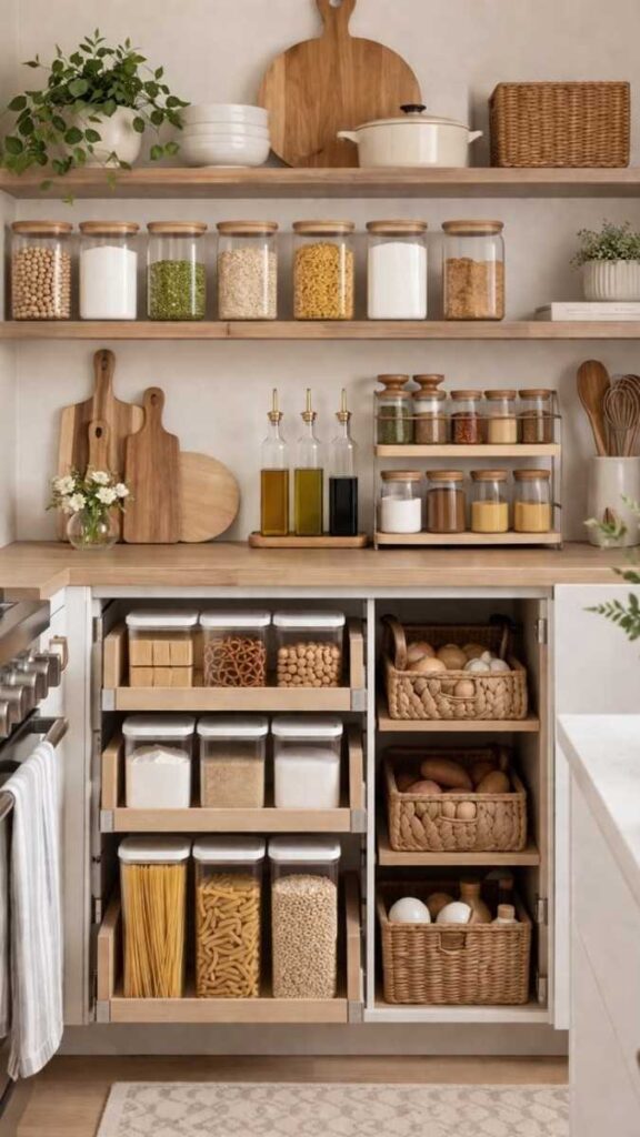 Use Matching Containers for Pantry and Counter Storage