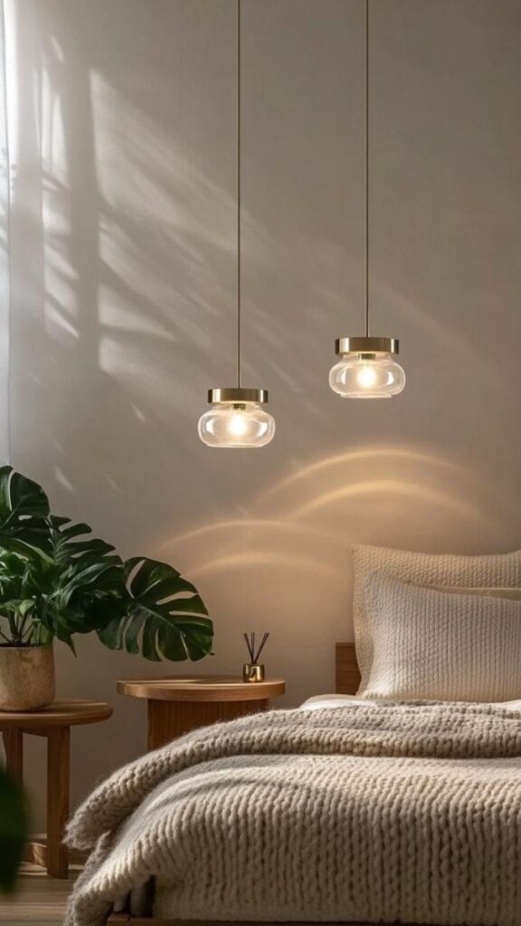Use Pendant Lights Over a Bedroom Desk Area