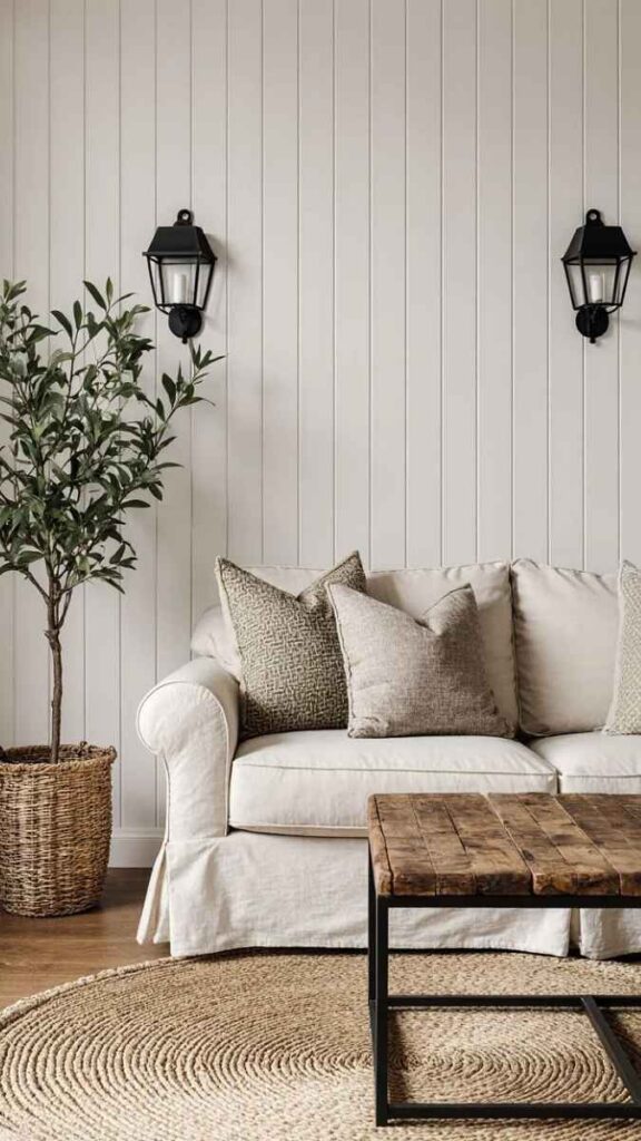 29+ Entryway Decor Ideas That Make Your Home Feel Intentional the Moment You Walk In 9 Wainscoting or Shiplap on One Entry Wall