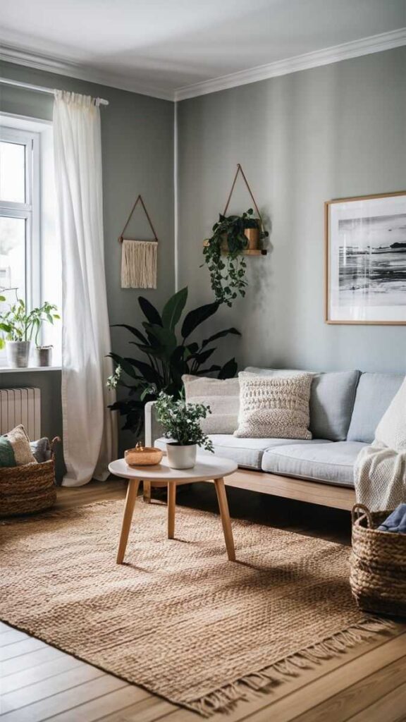 Warm White Walls With Ash Wood and Stone Gray Accents
